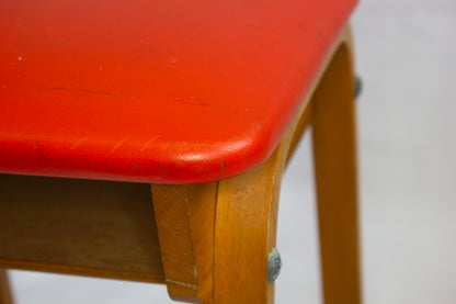 Orange Stool with shelf underneath  60s