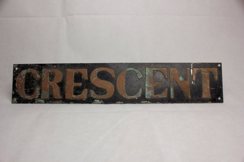 Vintage Copper / Metal Crescent street sign