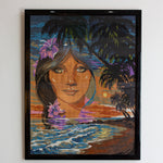 Modernist Hawaiian  Woman 80s Tapestry  -  Fab