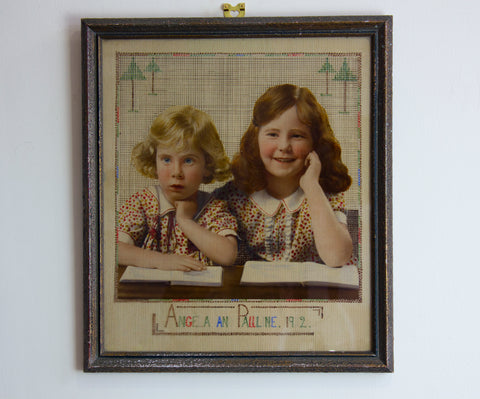 Angela & Pauline 1932 cross stitch style picture  - spookie !