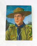 Fab Late 40s Oil Painting of a Boy Scout dated 1943