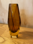 Vintage Murano Brown Glass Geometric Vase 1970's