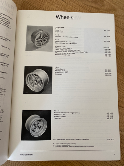 Ford Rallye Sport Parts RS Catalogue