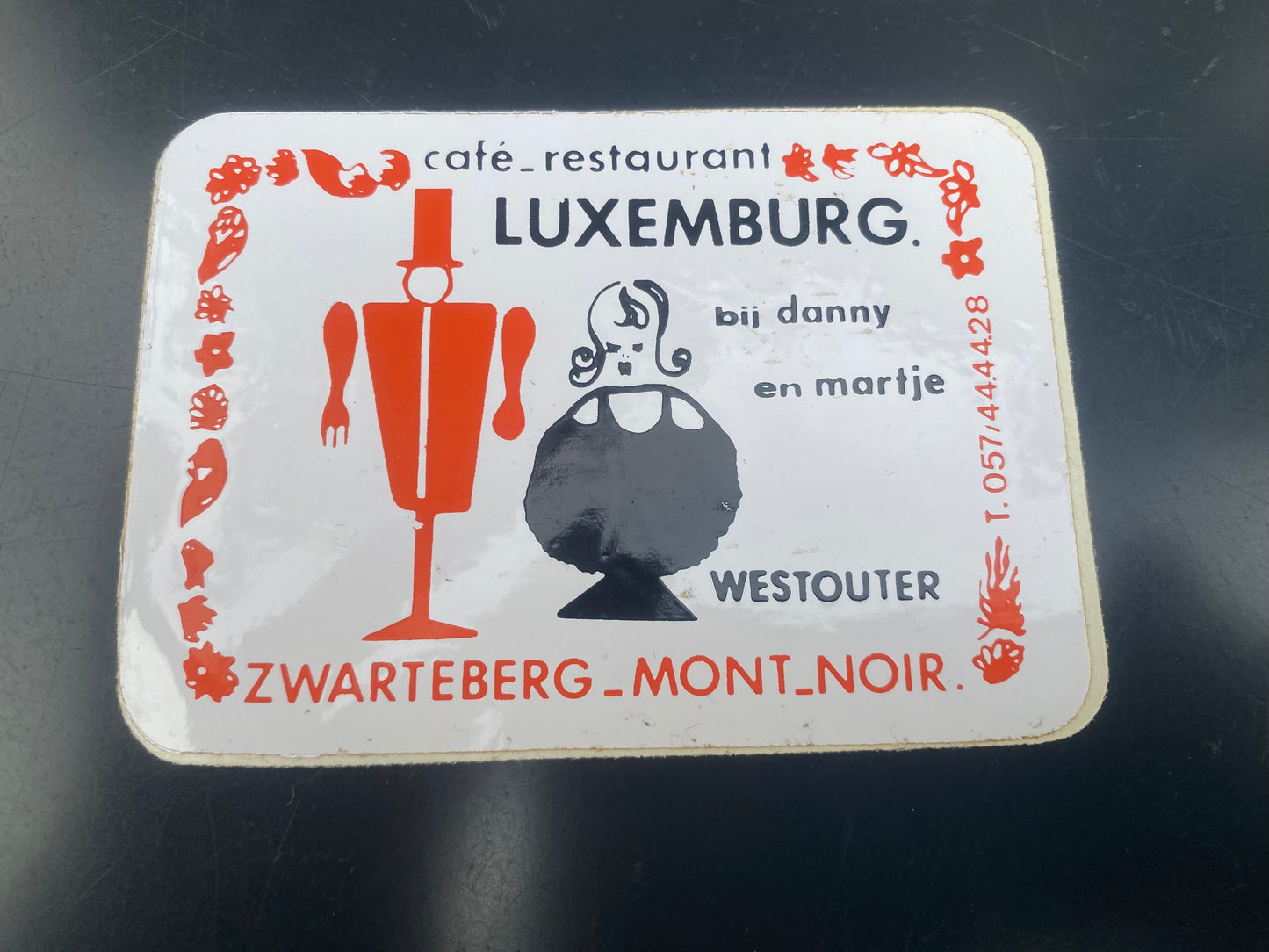 Flemish Belgium Sticker cafe restaurant LUXEMBURG bij danny en martje WESTOUTER ZWARTEBERG MONT NOIR