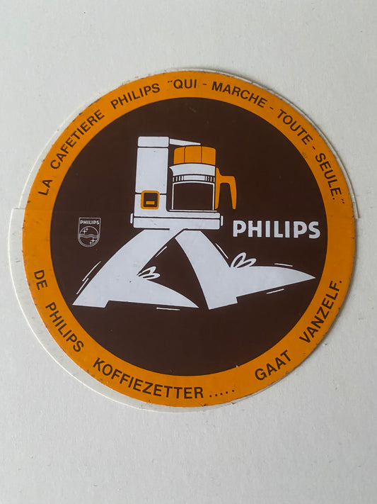 Flemish Belgium Sticker PHILIPS LA CAFETIERE PHILIPS QUI MARCHE TOUTE SEULE DE PHILIPS KOFFIEZETTER GAAT VANZELF